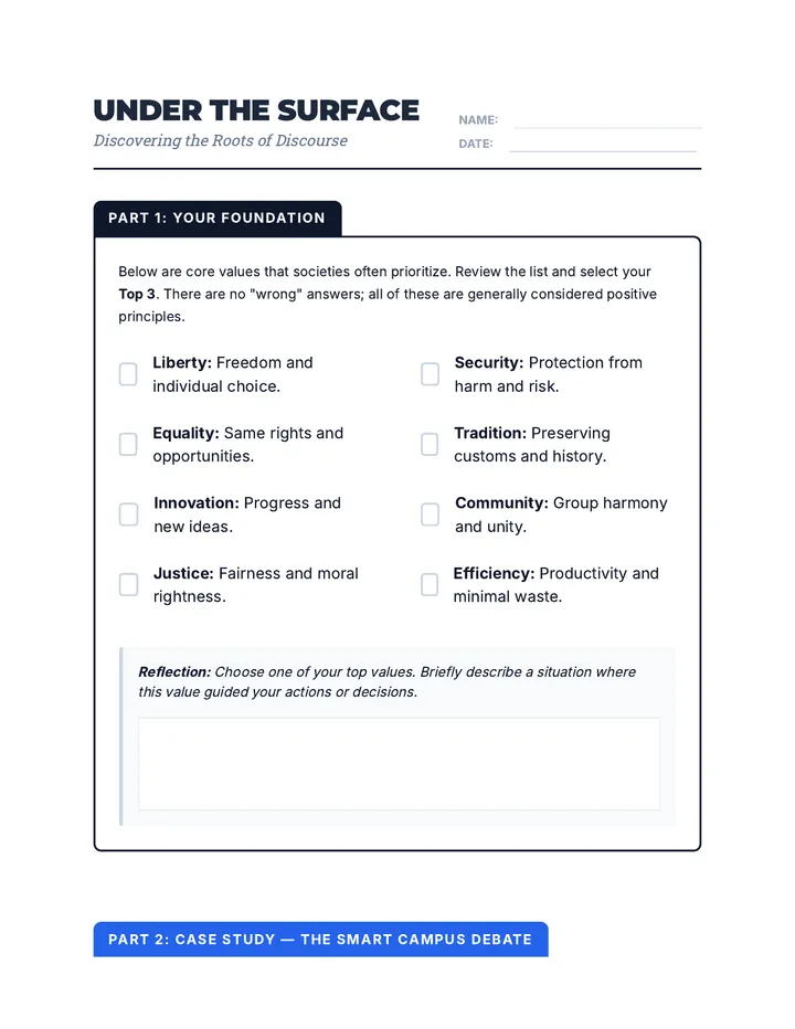 Under the Surface Worksheet