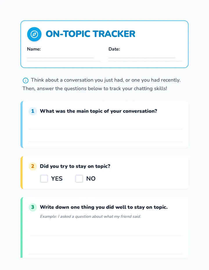 On-Topic Tracker Worksheet