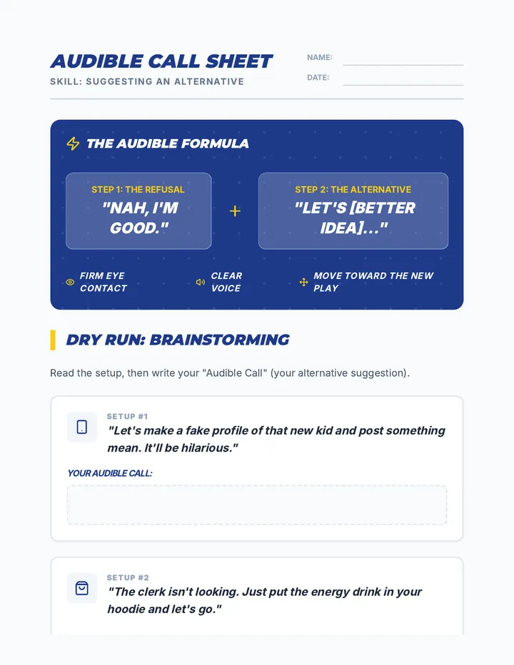 Audible Call Script Sheet