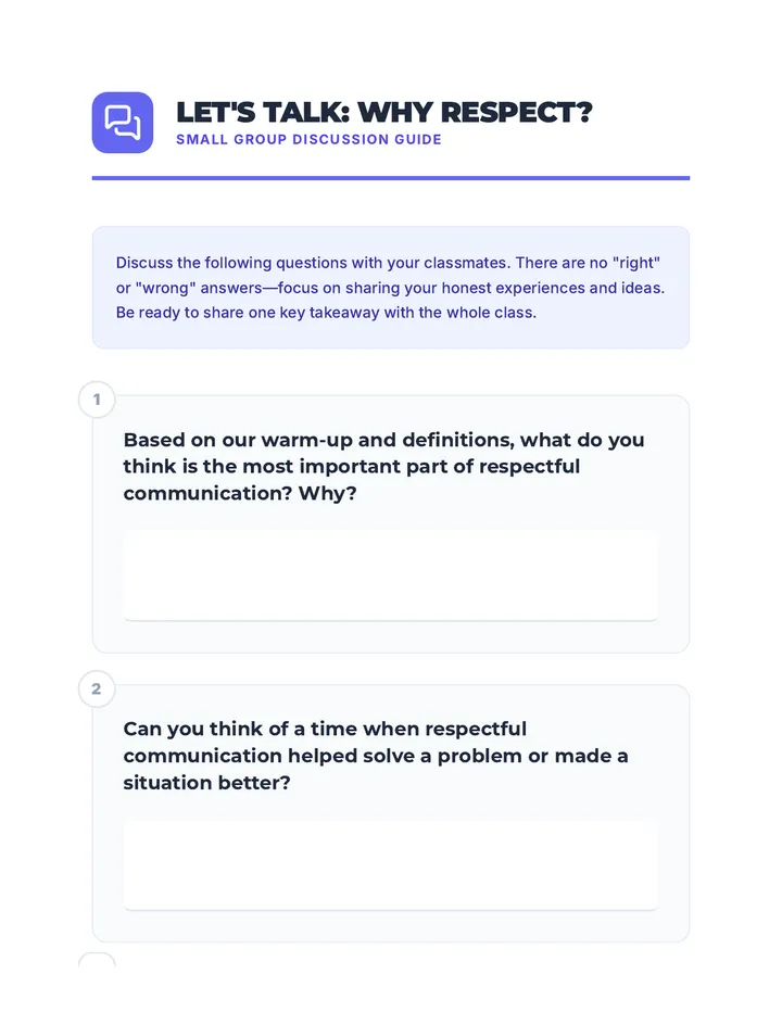 Why Respectful Communication Discussion Guide