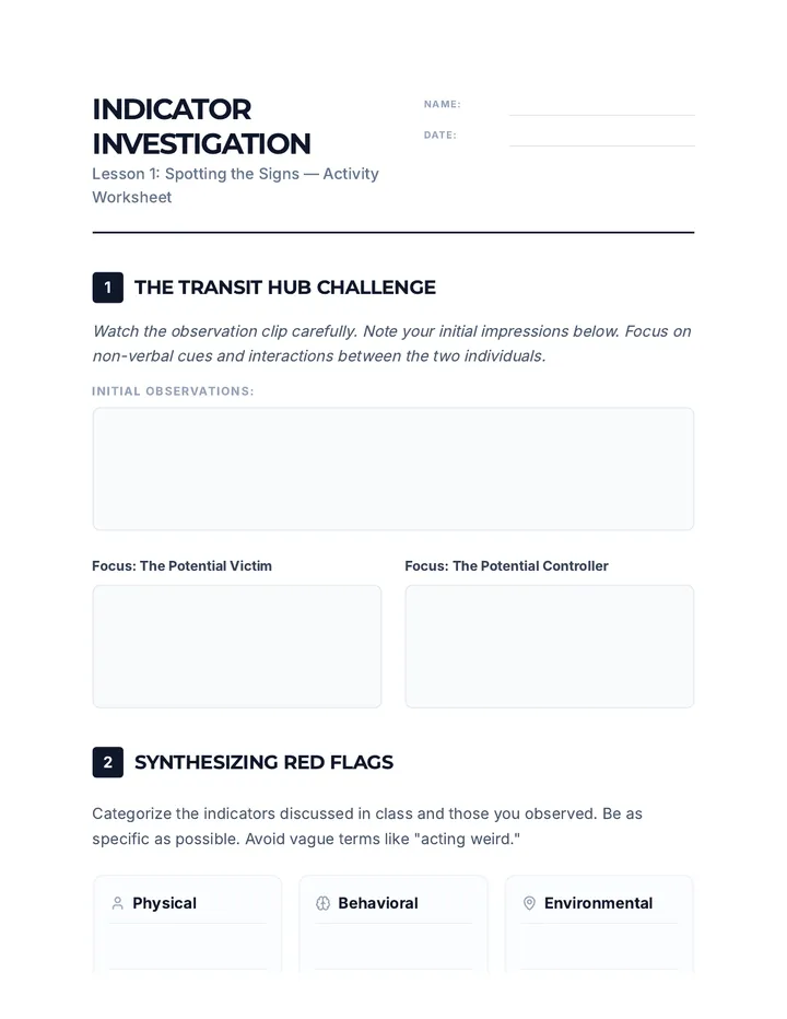 Indicator Investigation Worksheet