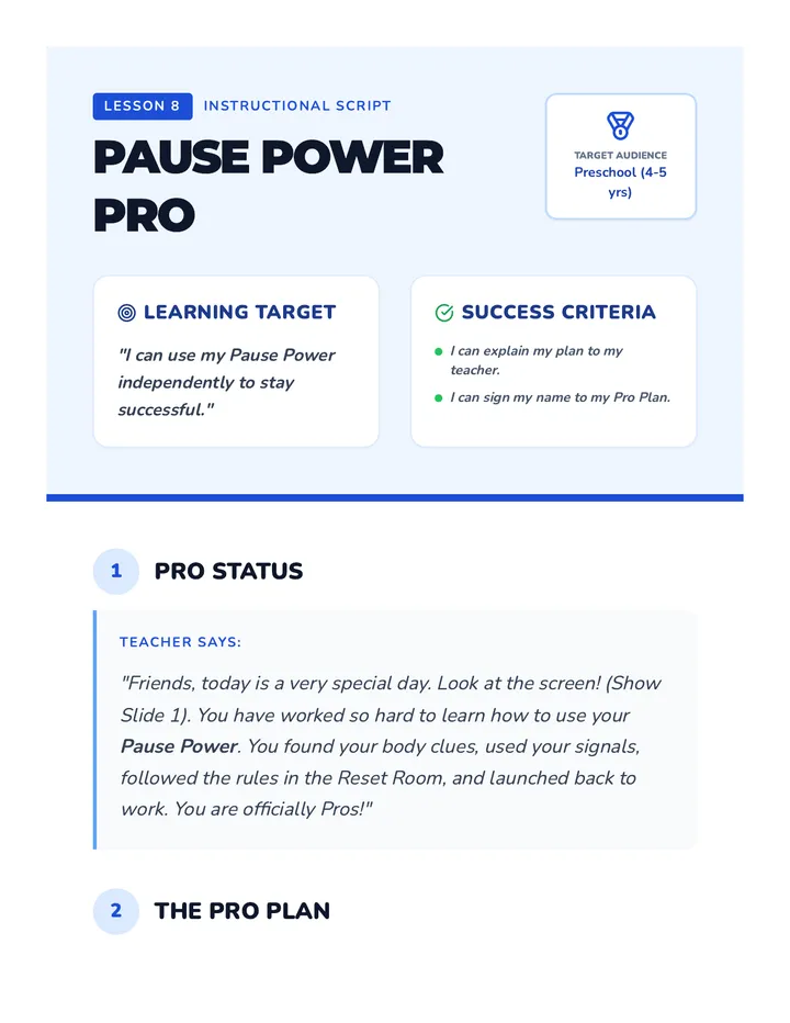 Pause Power Pro Lesson Script