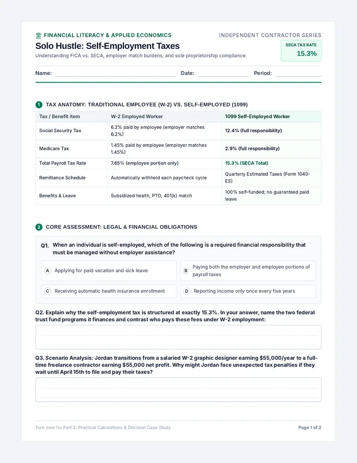Solo Hustle Tax Worksheet