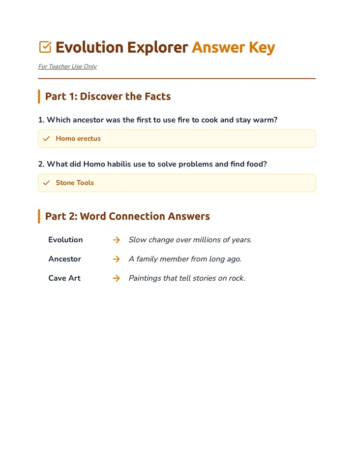 Human Odyssey Answer Key