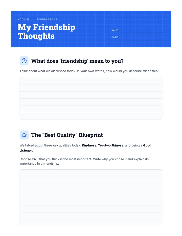 Session 1 Journal My Friendship Thoughts