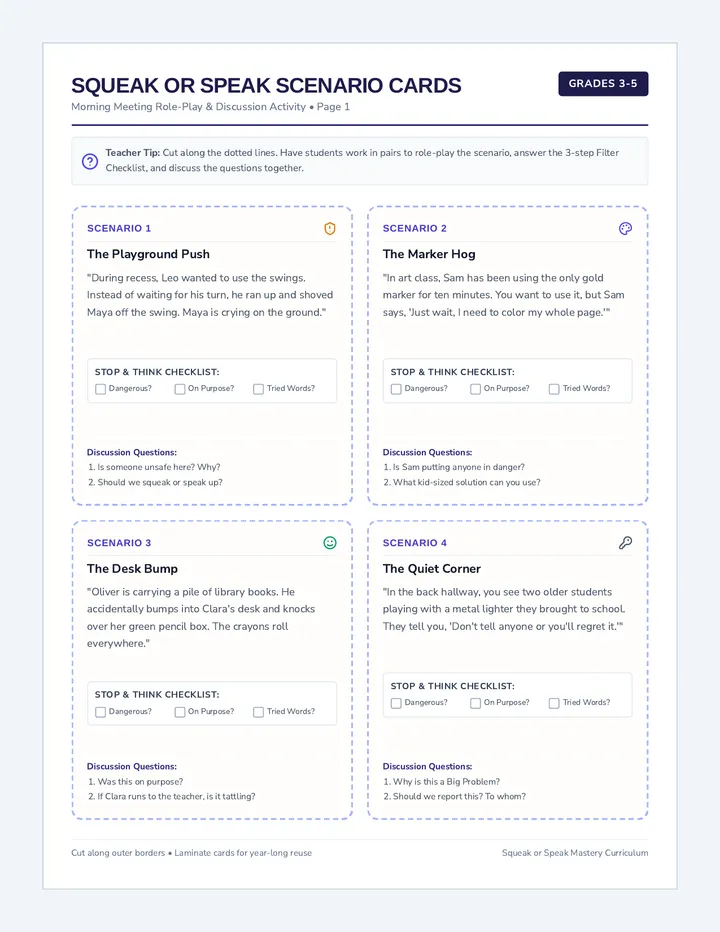Squeak or Speak Discussion Cards