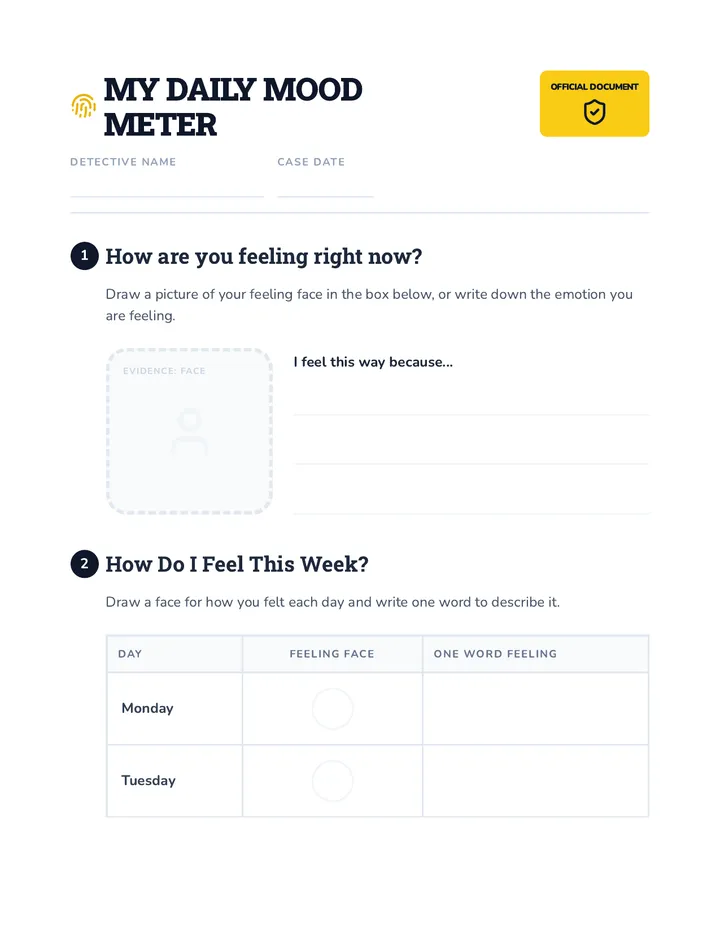 My Daily Mood Meter Worksheet