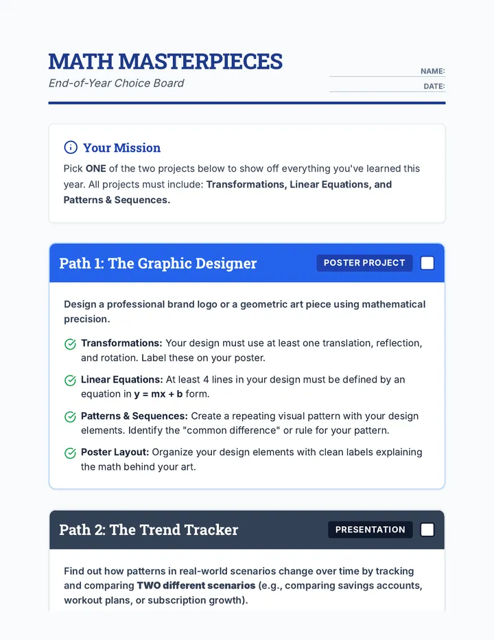 Project Choice Menu