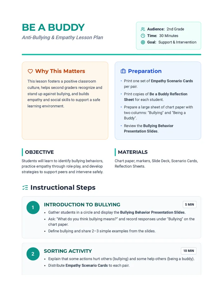 Be a Buddy Lesson Plan