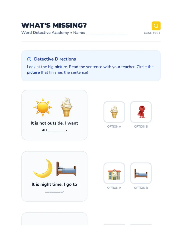 What's Missing Worksheet