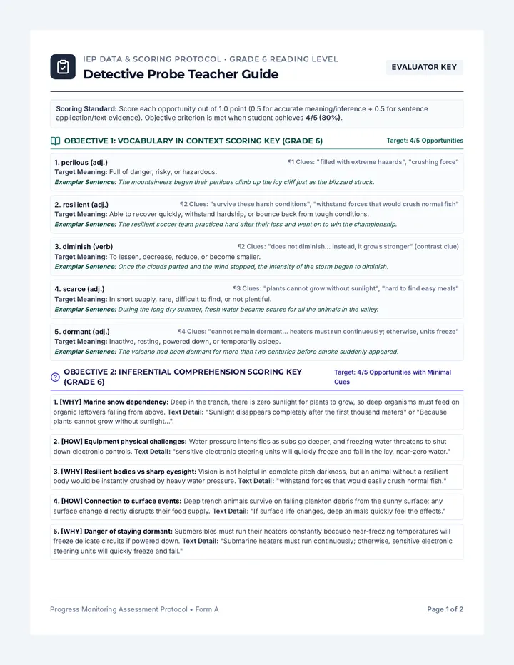Detective Probe Teacher Guide