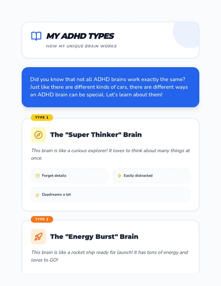 My ADHD Types Reading Passage