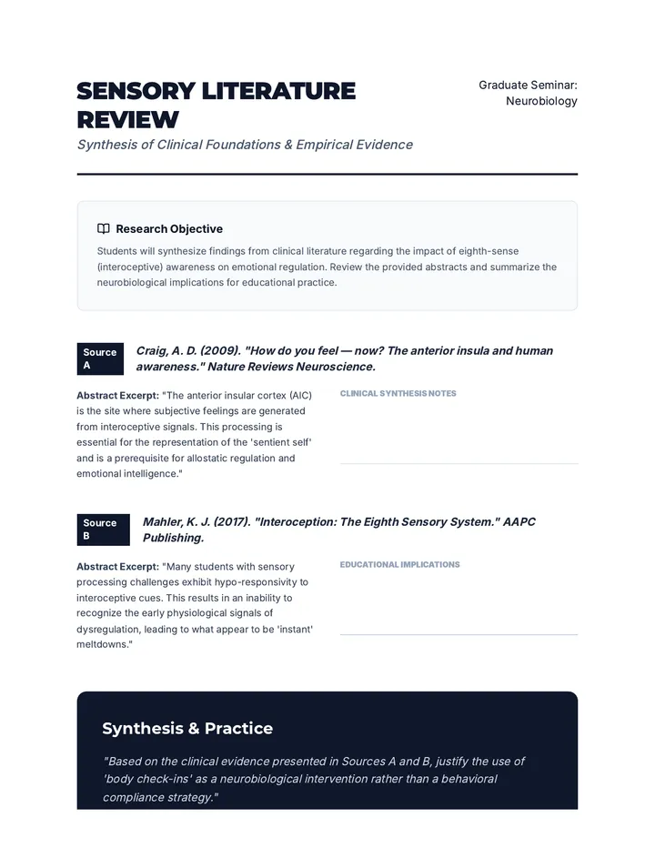 Sensory Literature Review Guide