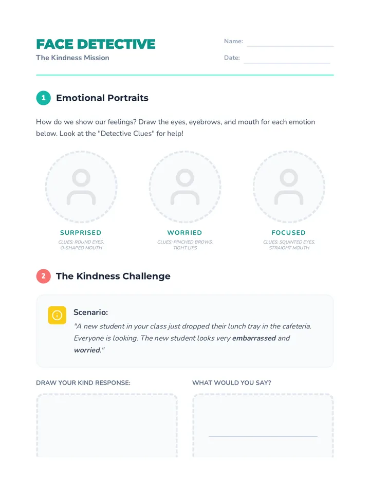 Face Detective Worksheet
