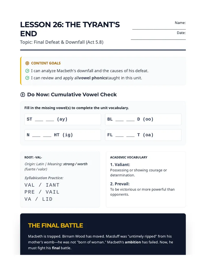 The Tyrant's End Handout