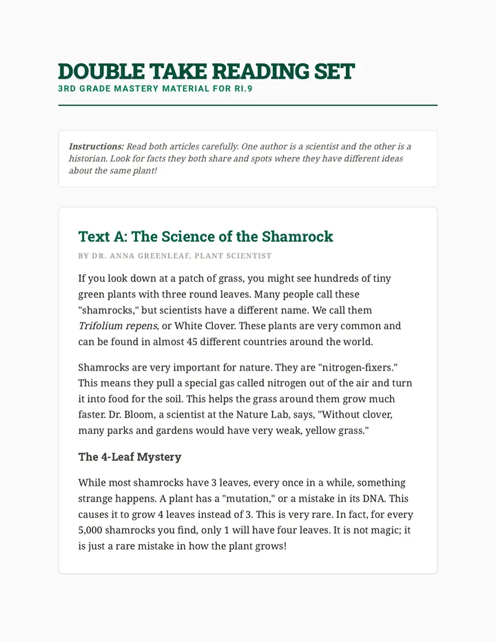 Shamrock Reading Passages Extended