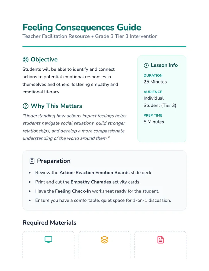 Feeling Consequences Guide Teacher Guide