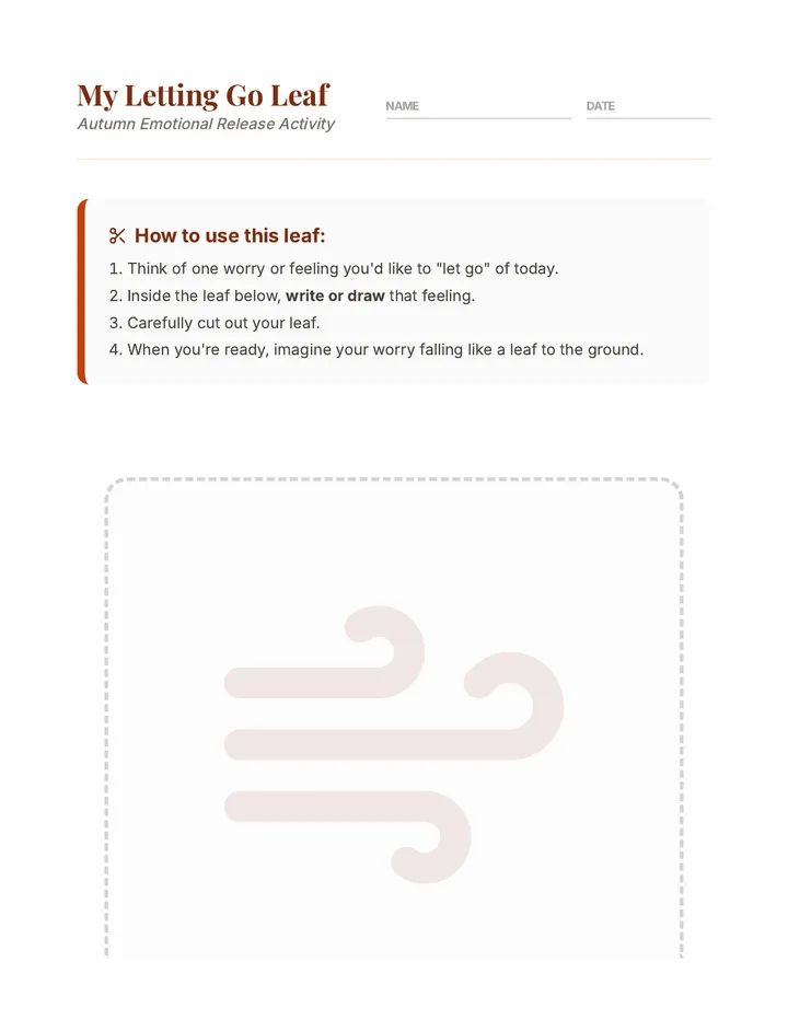 Letting Go Leaf Worksheet