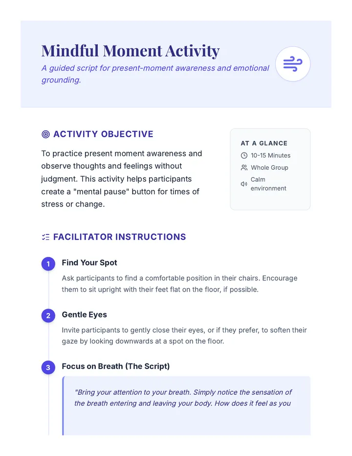 Mindful Moment Activity Guide