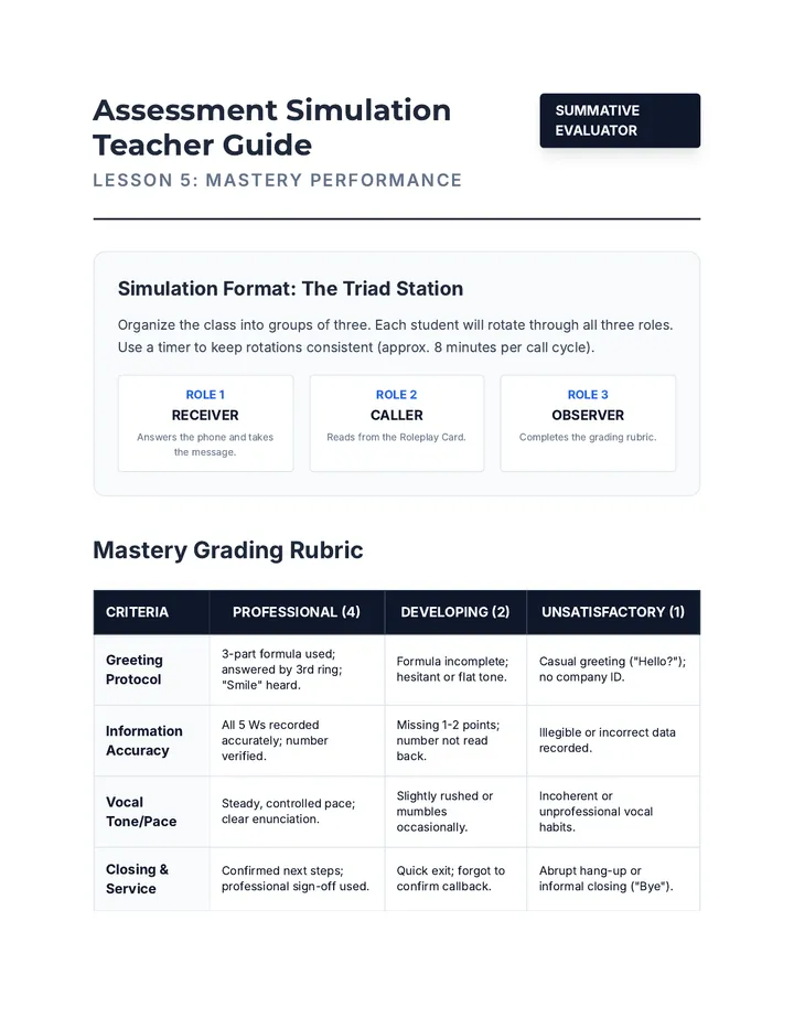 Assessment Simulation Teacher Guide