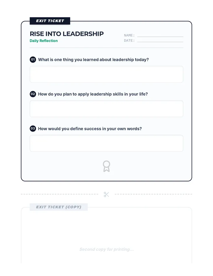 Leadership Exit Ticket Assessment
