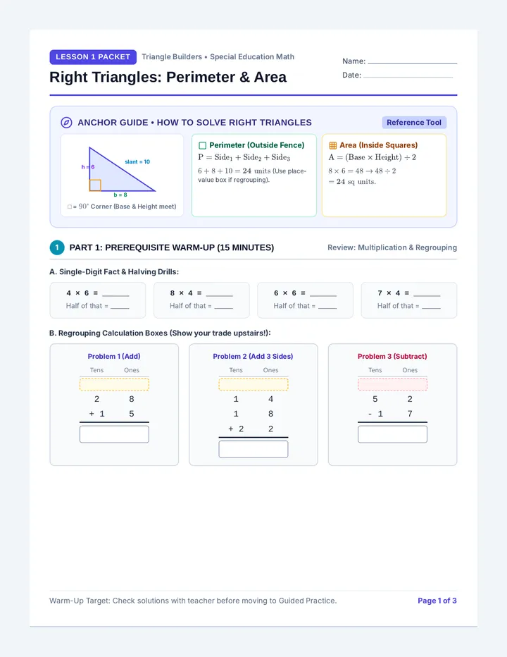 Right Triangle Student Packet