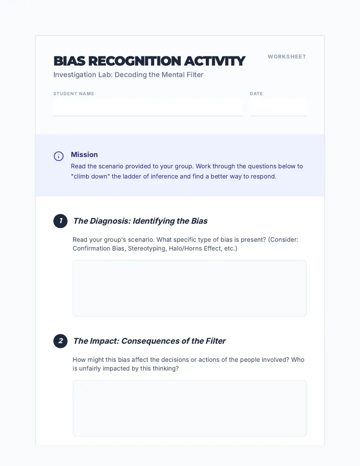 Bias Recognition Activity Worksheet