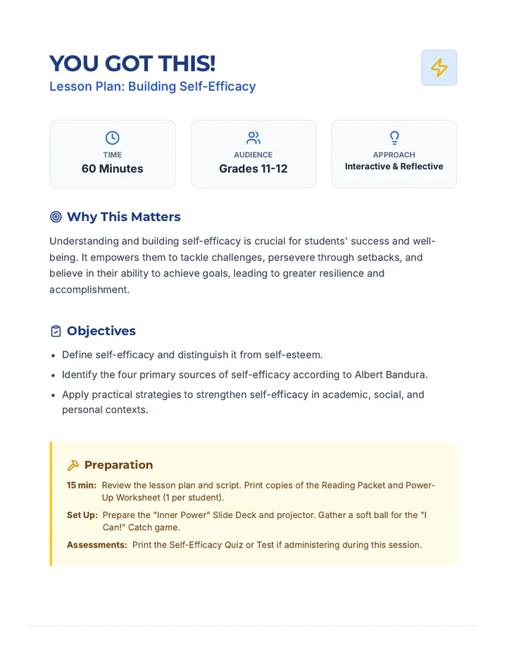 You Got This Lesson Plan