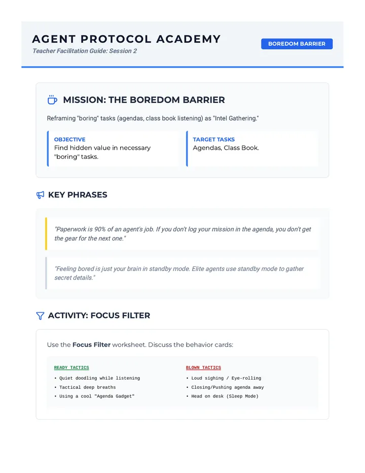 Boredom Barrier Teacher Guide