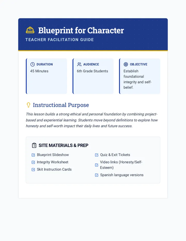 Blueprint Character Teacher Guide