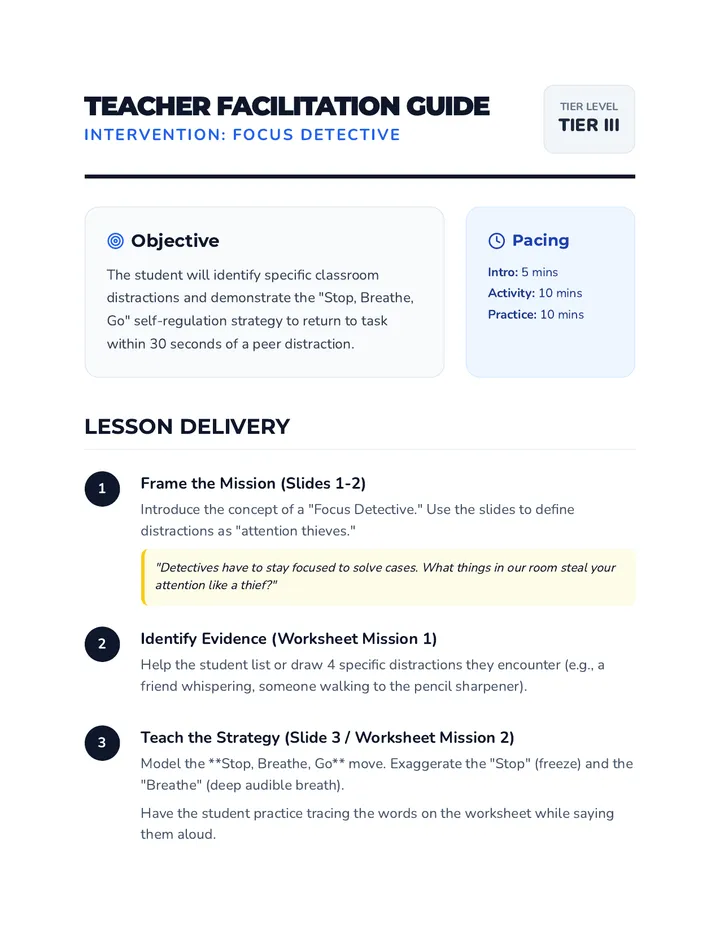 Focus Detective Teacher Guide