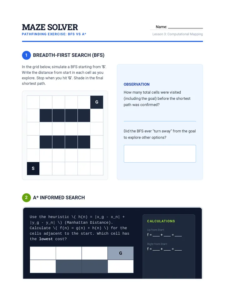 Maze Solver Worksheet