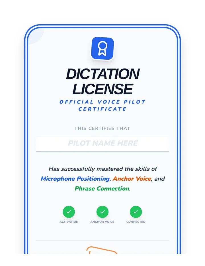 Dictation Driver License Certificate