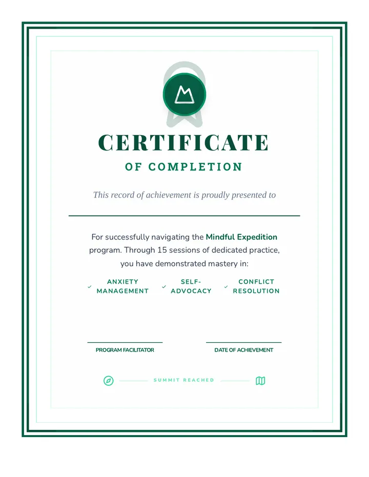 Summit Success Certificate