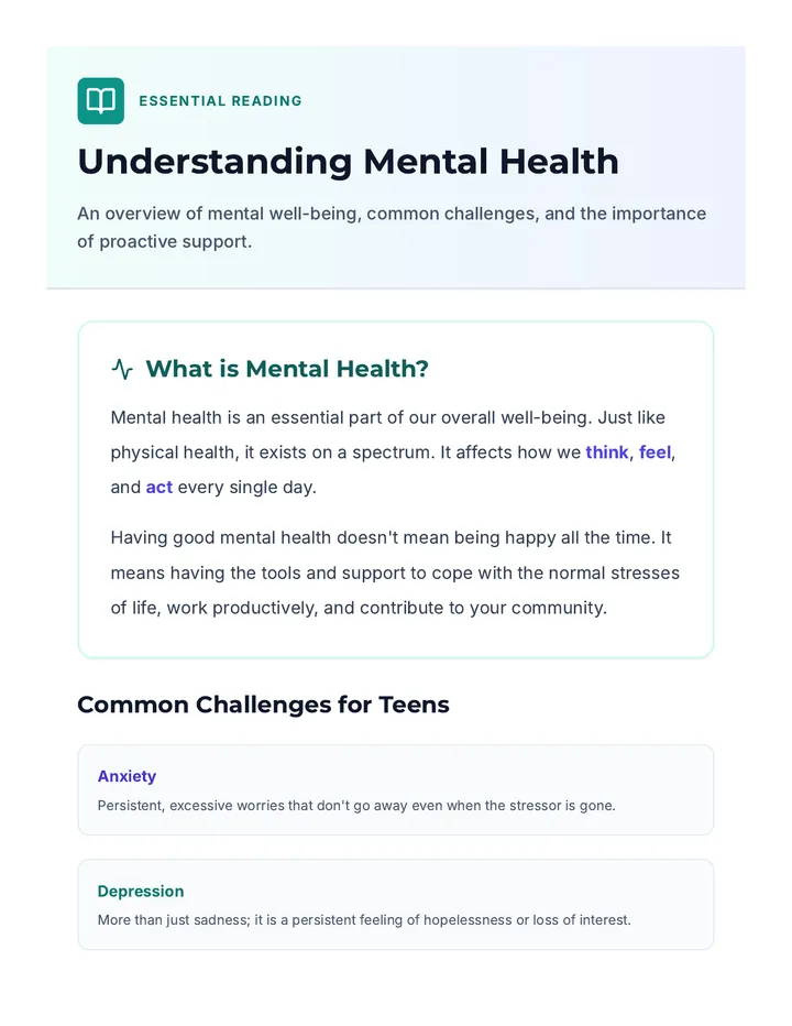 Understanding Mental Health Reading Handout