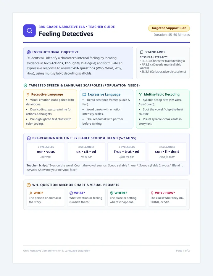 Feeling Detectives Teacher Guide