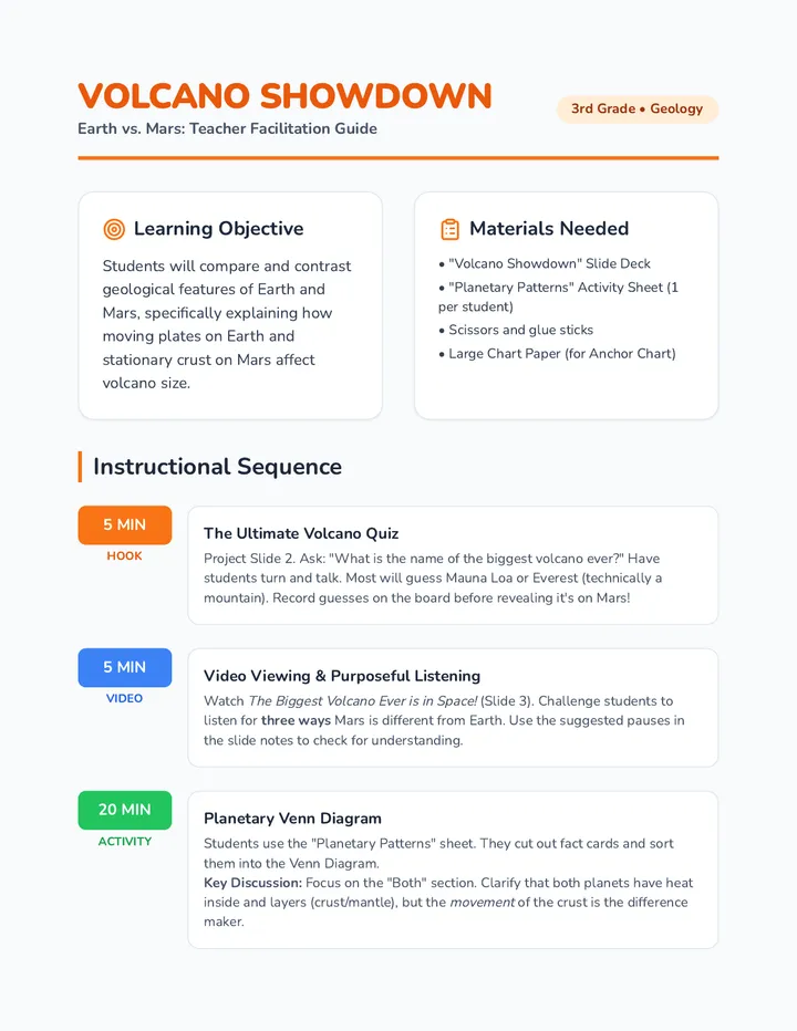 Volcano Showdown Teacher Guide