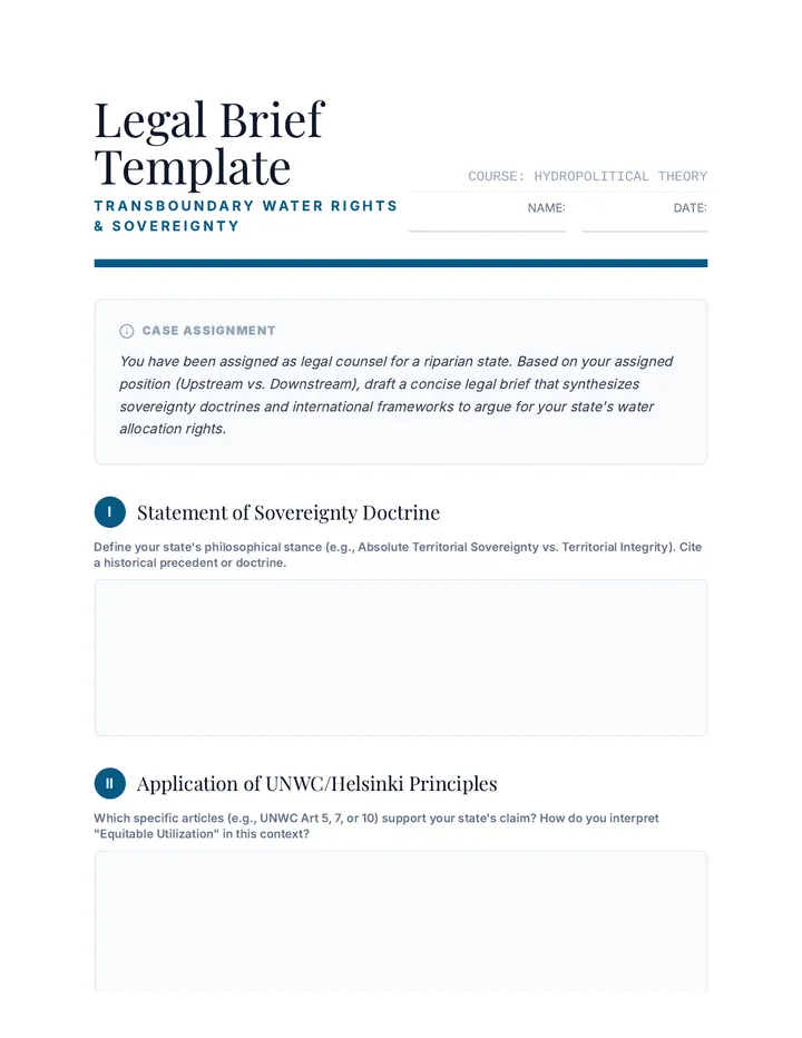 Water Rights Legal Brief Template