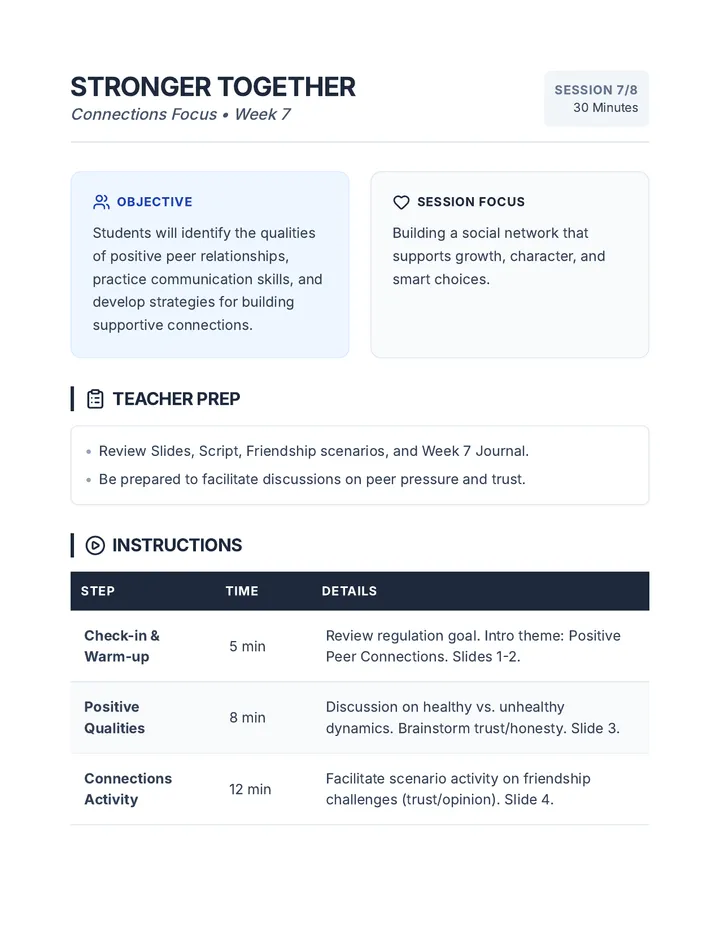 Stronger Together Lesson Plan Week 7