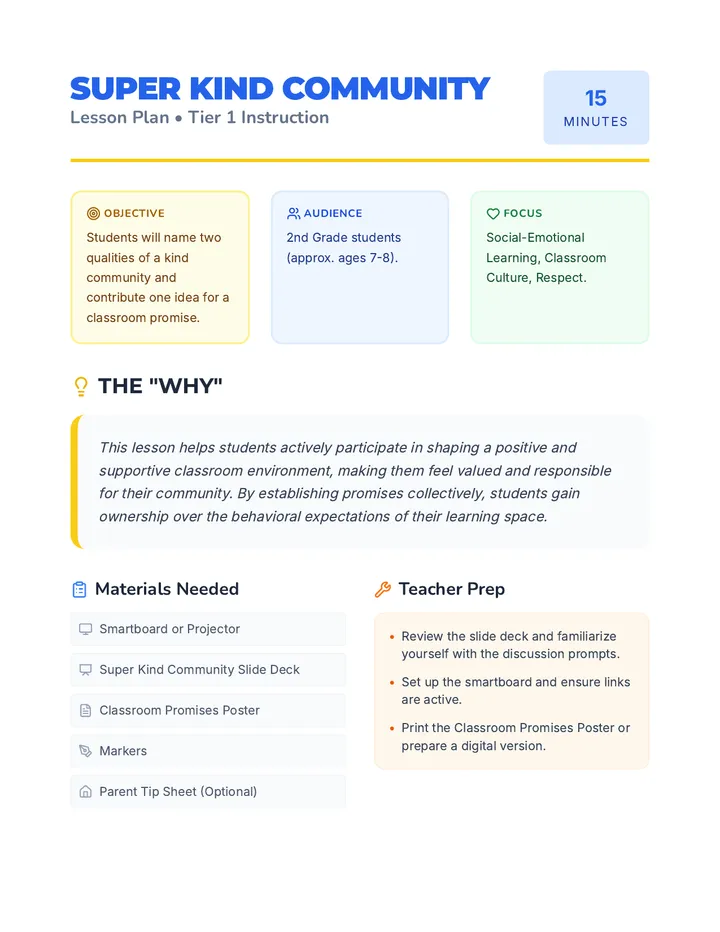 Super Kind Community Lesson Plan