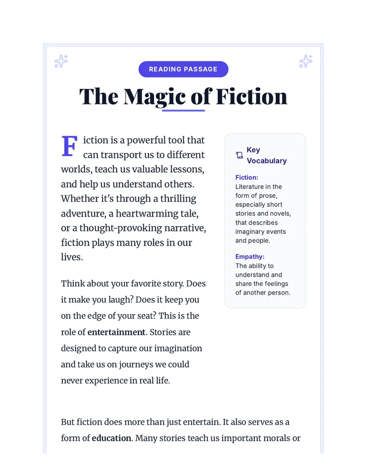 The Magic of Fiction Reading