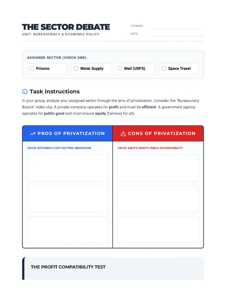 Sector Debate Worksheet