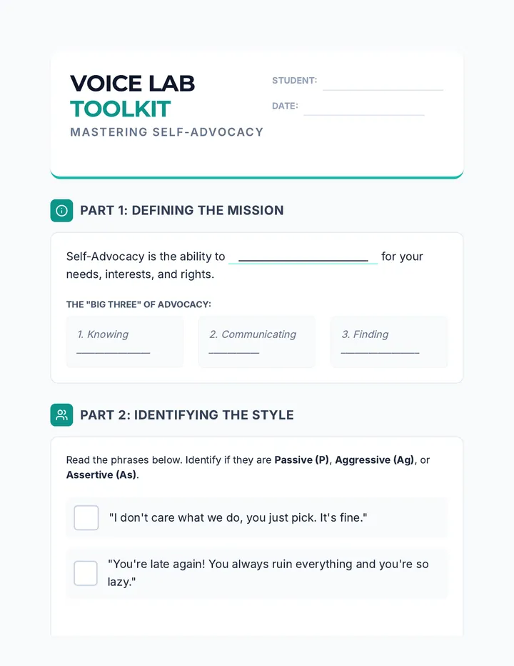 Voice Lab Worksheet