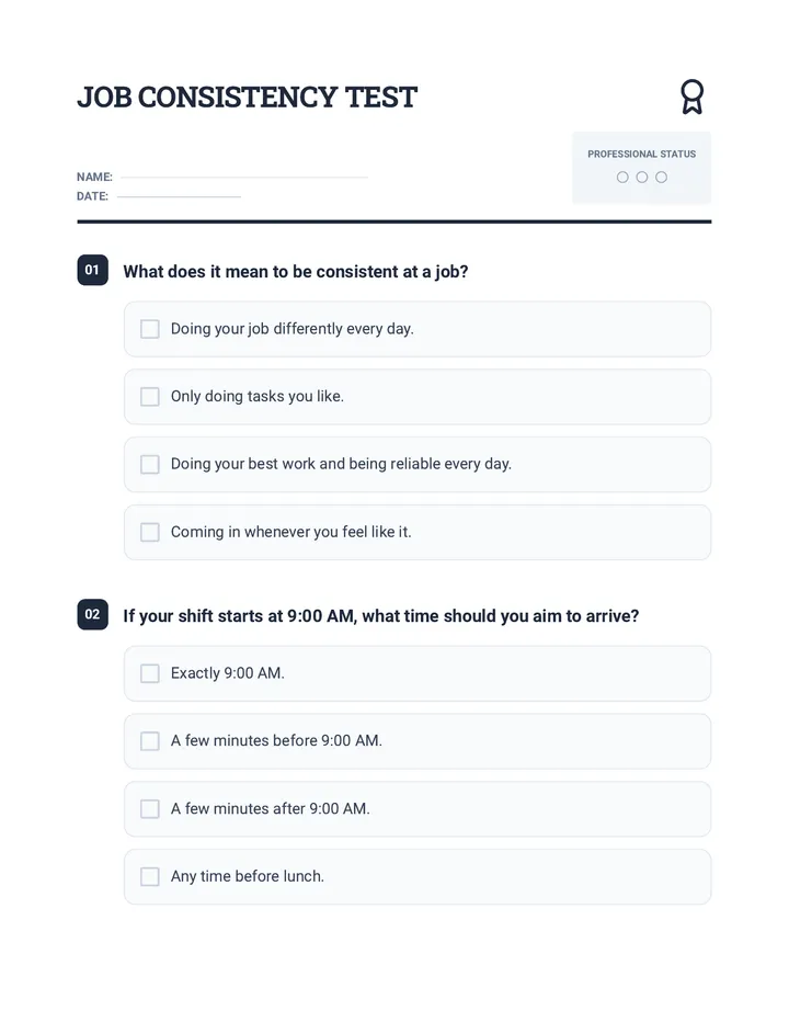 Job Consistency Test Assessment Document