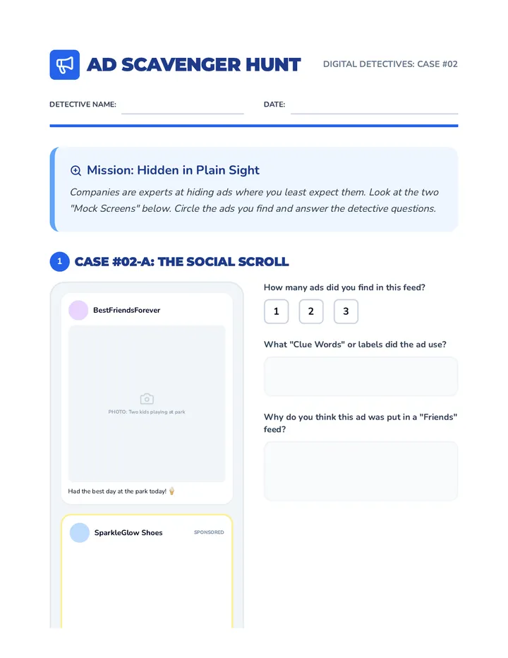 Ad vs Content Scavenger Hunt
