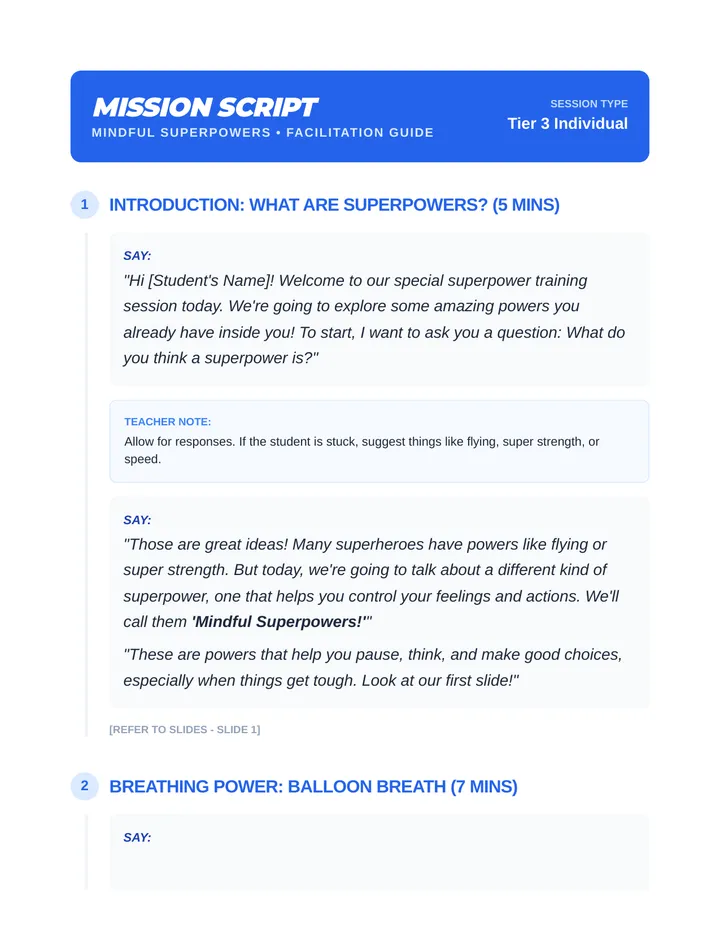 Mindful Superpowers Script