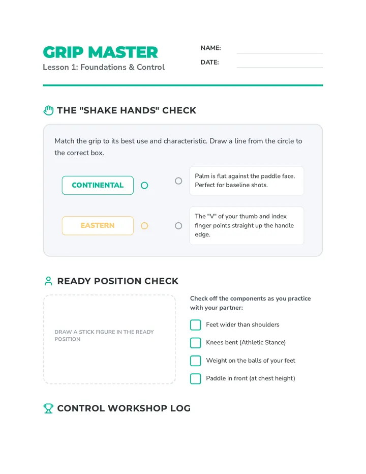 Grip Master Worksheet