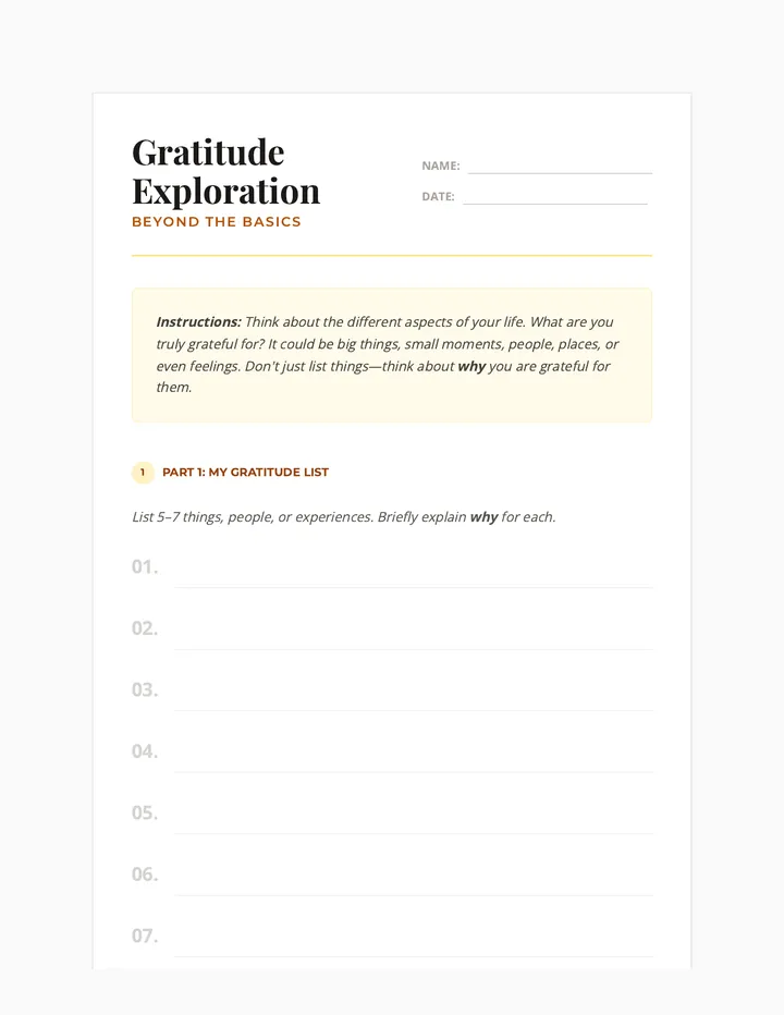 Gratitude Exploration Activity