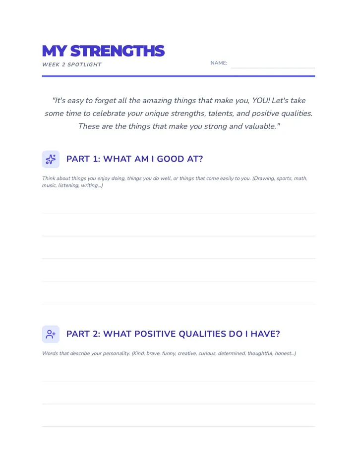 My Strengths Worksheet