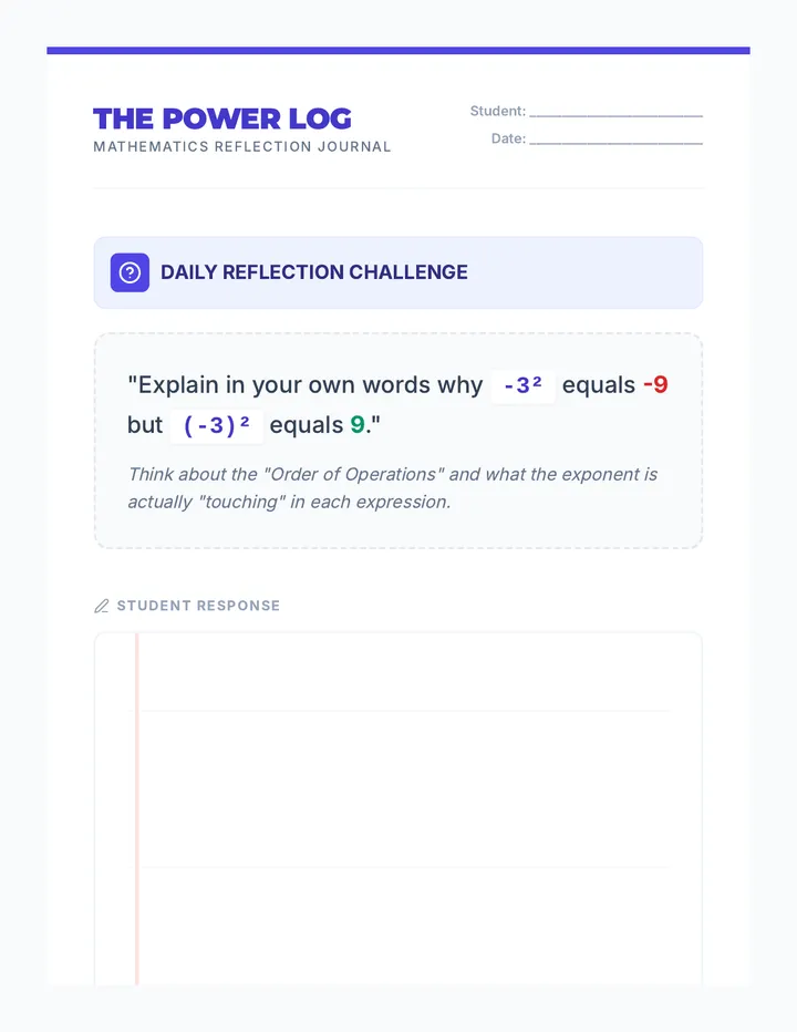 Exponent Reflection Journal Prompt